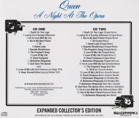 QUEEN / A NIGHT AT THE OPERA EXPANDED COLLECTOR'S EDITION (2CD)