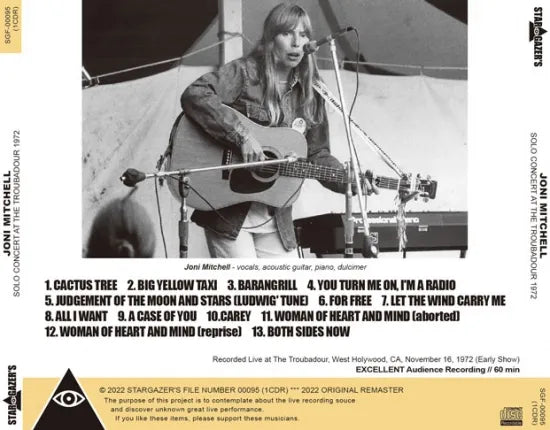 JONI MITCHELL / SOLO CONCERT AT THE TROUBADOUR 1972 (1CDR)