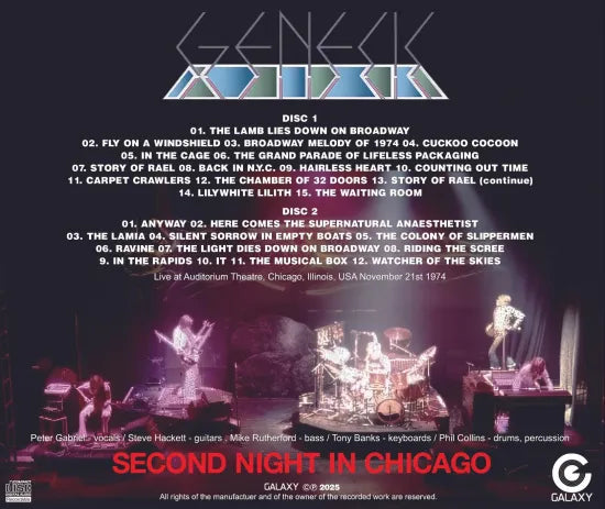 GENESIS / SECOND NIGHT IN CHICAGO THE LAMB LIES DOWN ON BROADWAY TOUR 1974 (2CDR)