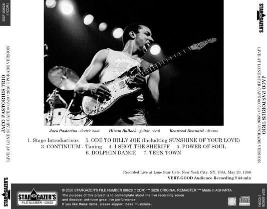 JACO PASTORIUS TRIO / LIVE AT LONE STAR CAFE 860520 2026 UPGRADE VERSION (1CDR)