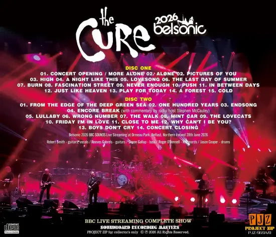 THE CURE / BELSONIC 2026 SOUNDBOARD (2CDR)