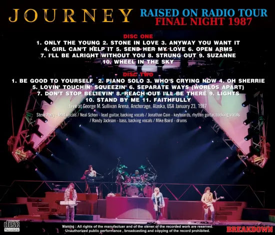 JOURNEY / RAISED ON RADIO TOUR FINAL NIGHT 1987 (2CDR)