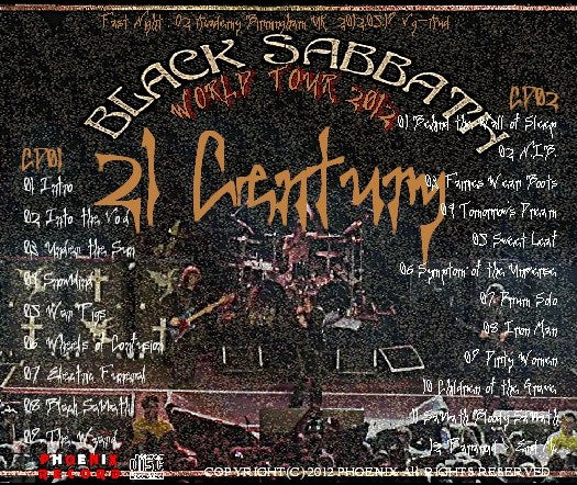 Black Sabbath / World Tour 2012 Fast Night O2 Academy Birmingham UK (2CDR)