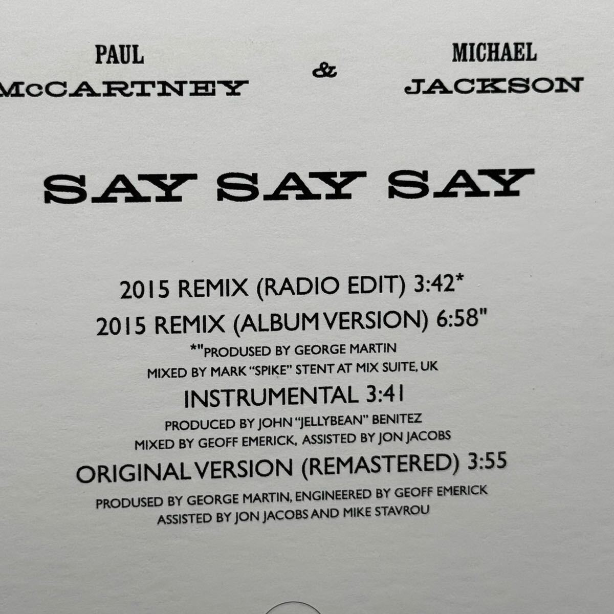 Paul McCartney & Michael Jackson / SAY SAY SAY Includes 4 versions (1CD)