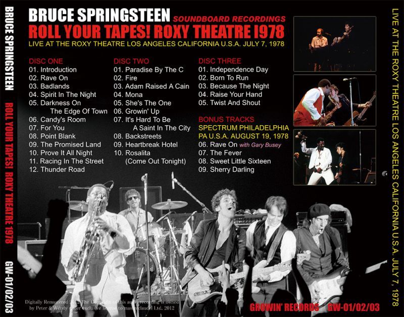 BRUCE SPRINGSTEEN / ROLL YOUR TAPES! ROXY THEATRE 1978 �y3CD�z