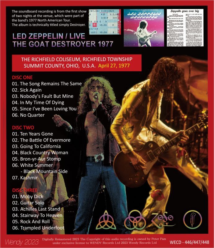 LED ZEPPELIN / 1977 THE GOAT DESTROYER (3CD)