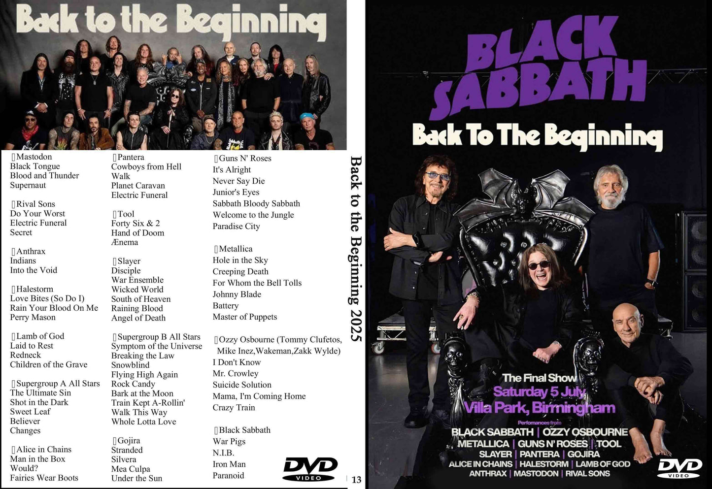 Ozzy Osbourne & Black Sabbath / Back to the Beginning 2025 (1DVDR) White label disc