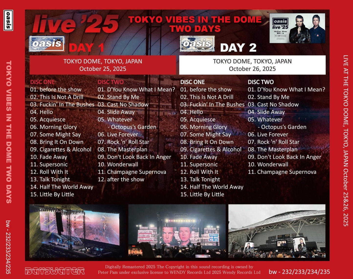 OASIS / 2025 TOKYO VIBES IN THE DOME TWO DAYS (4CD)