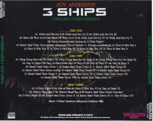 JON ANDERSON / COMOLETE 3 SHIPS SESSIONS (3CDR)