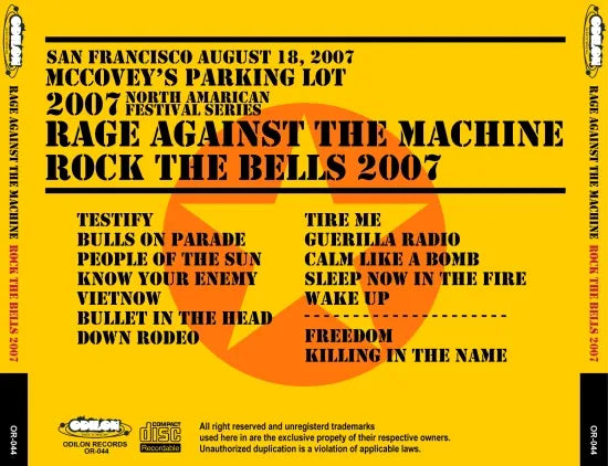 RAGE AGAINST THE MACHINE / ROCK THE BELLS 2007 (1CDR)