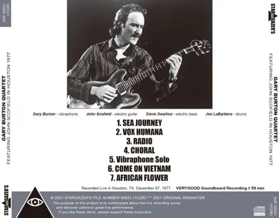 GARY BURTON QUARTET / FEATURING JOHN SCOFIELD IN HOUSTON 1977 (1CDR)