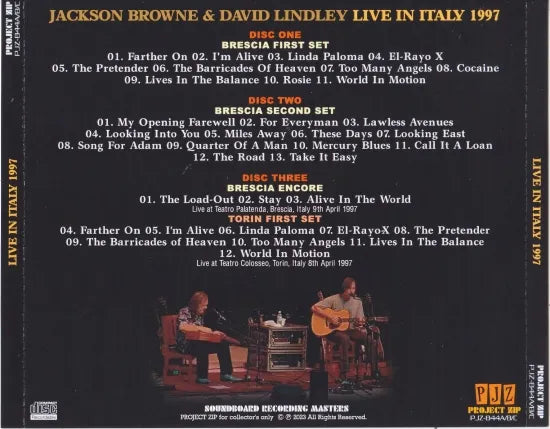 JACKSON BROWNE & DAVID LINDLEY / LIVE IN ITALY 1997 (3CDR)
