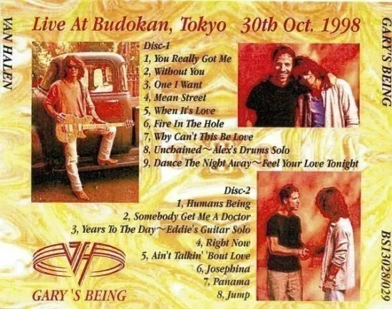 VAN HALEN / GARY'S BEING Live At Budokan Tokyo 30th Oct.1998 (2CDR)