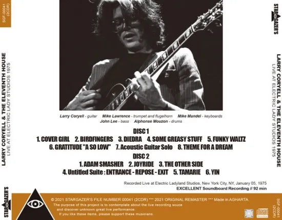 LARRY CORYELL & THE ELEVENTH HOUSE / LIVE AT ELECTRIC LADY STUDIOS 1975 (2CDR)
