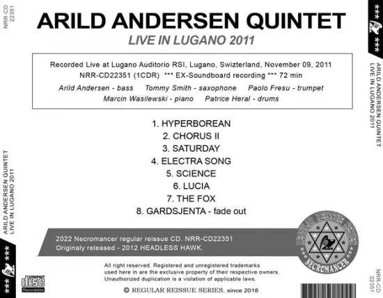 ARILD ANDERSEN QUINTET / LIVE IN LUGANO 2011 SOUNDBOARD (1CDR)