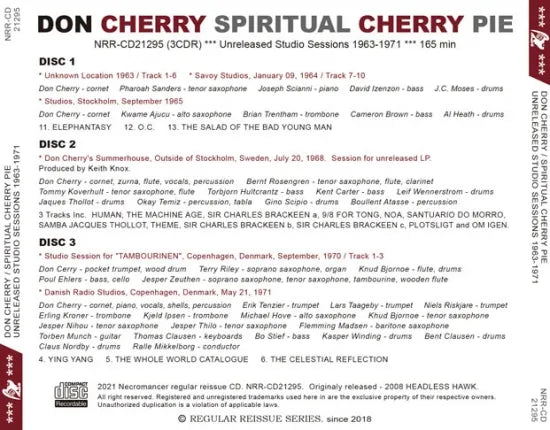DON CHERRY / SPIRITUAL CHERRY PIE UNRELEASED STUDIO SESSIONS 1963-1971 (3CDR)