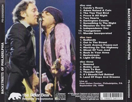 BRUCE SPRINGSTEEN & THE E STREET BAND / BACKSTREETS OF PHILADELPHIA SEPTEMBER 20, 1999 (3CD)