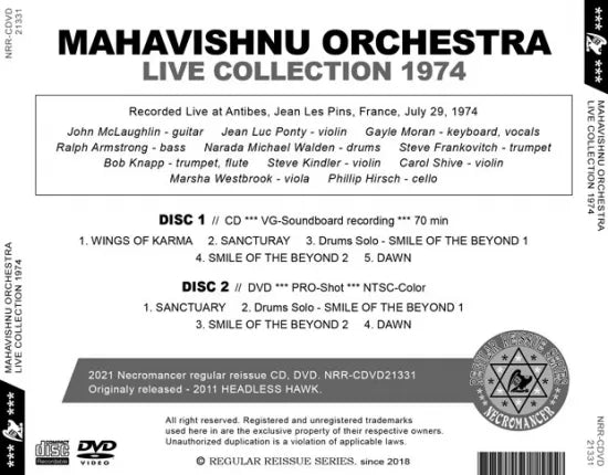 MAHAVISHNU ORCHESTRA / LIVE COLLECTION 1974 (1CDR+1DVDR)