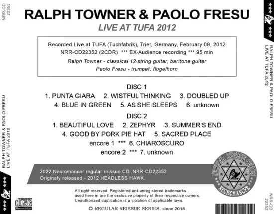 RALPH TOWNER & PAOLO FRESU / LIVE AT TUFA 2012 (2CDR)