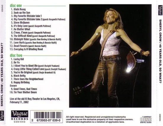 SHERYL CROW / 40 YEARS OLD, SO WHAT (2CD)
