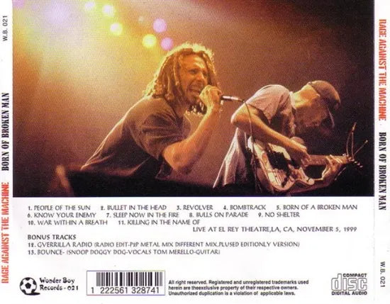 RAGE AGAINST THE MACHINE / BORN OF BROKEN MAN (1CD)