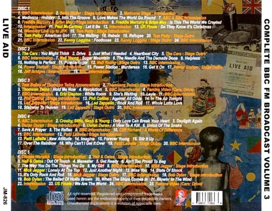 V.A. / LIVE AID COMPLETE BBC FM BROADCAST VOLUME 1 - 3 STEREO SOUNDBOARD (15CDR)