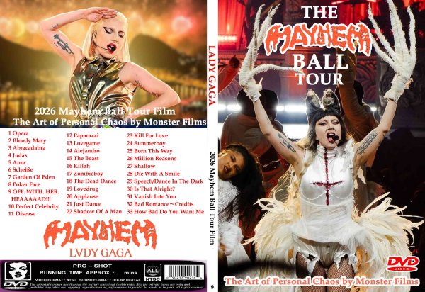 Lady Gaga / 2026 Mayhem Ball Tour Film PRO SHOT (1DVDR) Unprinted white disc