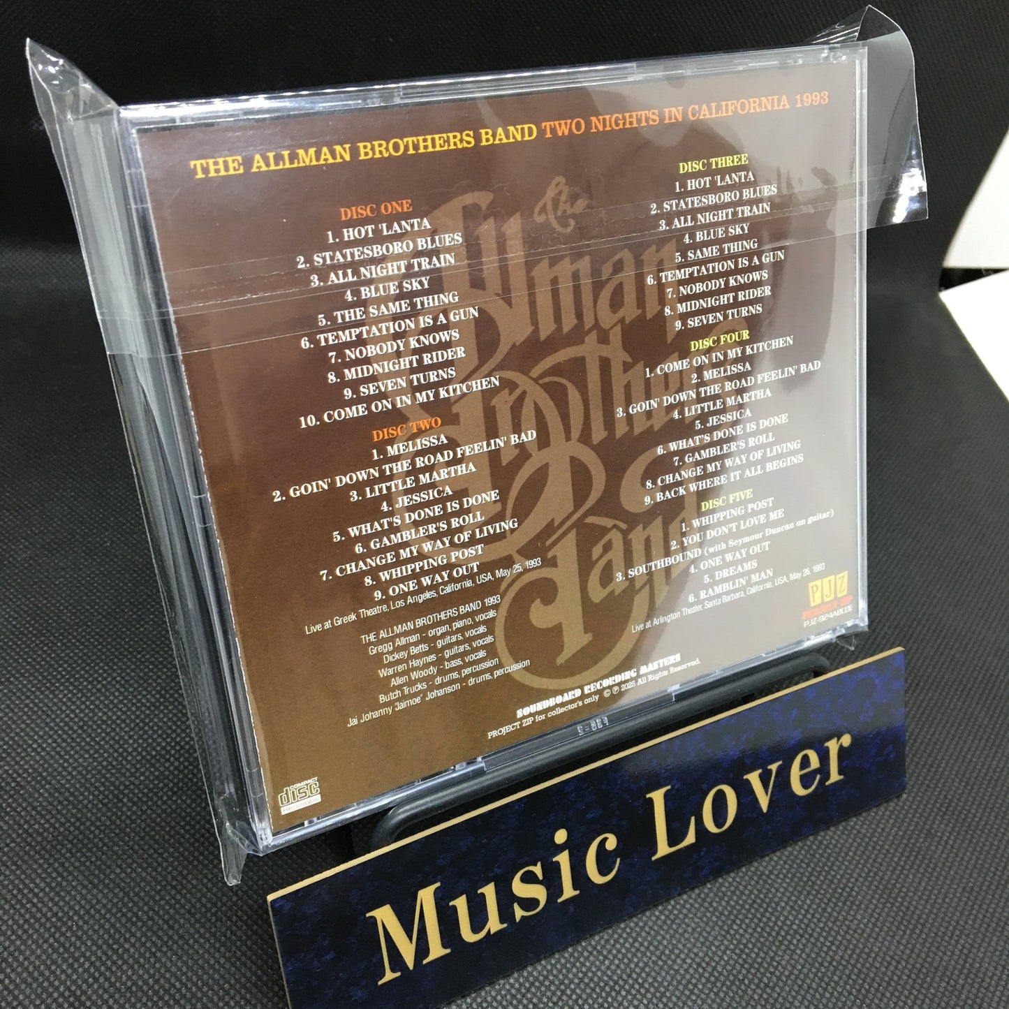 THE ALLMAN BROTHERS BAND / TWO NIGHTS IN CALIFORNIA 1993 (5CDR)