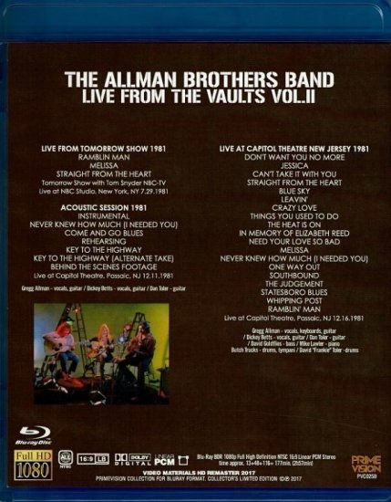 THE ALLMAN BROTHERS BAND / LIVE FROM THE VAULTS VOL.2 (1BDR)