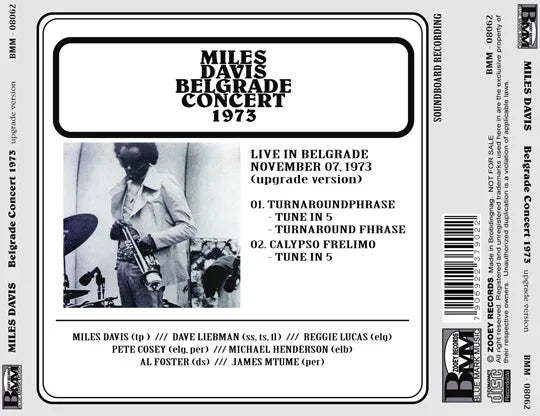 MILES DAVIS / BELGRADE CONCERT 1973 Upgrade Version SOUNDBOARD (1CDR)