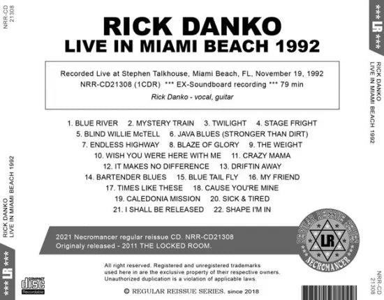 RICK DANKO / LIVE IN MIAMI BEACH 1992 (1CDR)