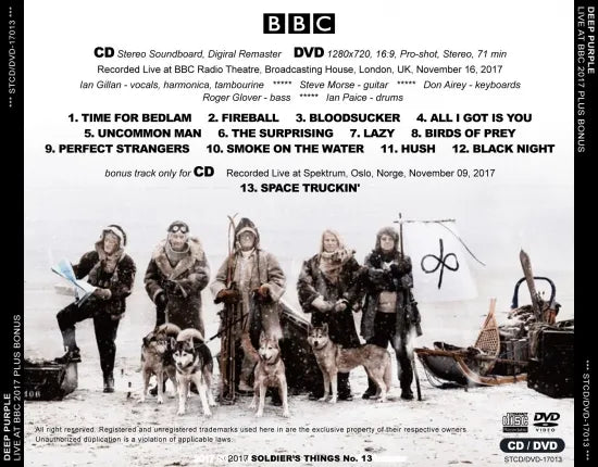 DEEP PURPLE / LIVE AT BBC 2017 PLUS BONUS (1CDR+1DVDR)