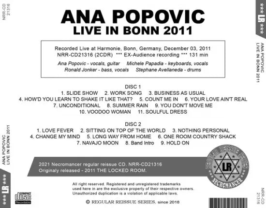 ANA POPOVIC / LIVE IN BONN 2011 (2CDR)