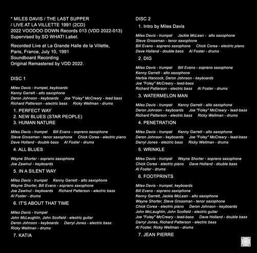 MILES DAVIS / THE LAST SUPPER LIVE AT LA VILLETTE 1991 (2CD + LTD.1DVDR)