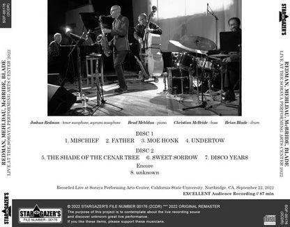REDMAN, MEHLDAU, McBRIDE, BLADE / LIVE AT THE SORAYA PERFORMING ARTS CENTER 2022 (2CDR)