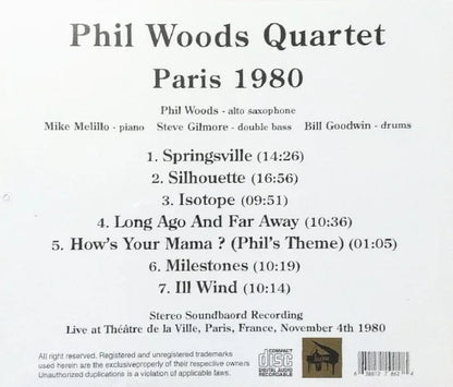 PHIL WOODS QUARTET / Paris 1980 STEREO SOUNDBOARD (1CDR)