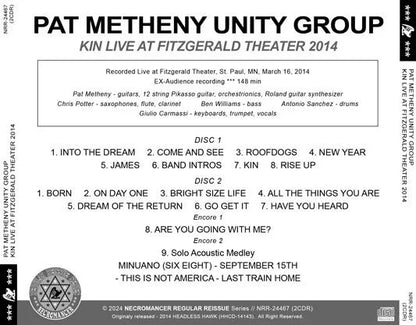 PAT METHENY UNITY GROUP / KIN LIVE AT FITZGERALD THEATER 2014 (2CDR)