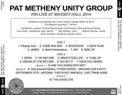 PAT METHENY UNITY GROUP / KIN LIVE AT MASSEY HALL 2014 (2CDR)