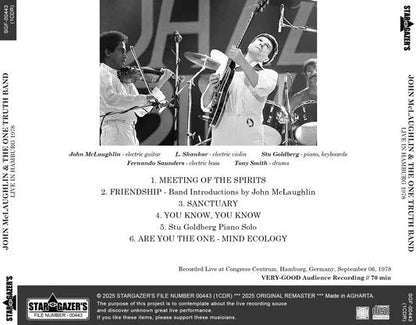 JOHN McLAUGHLIN & THE ONE TRUTH BAND / LIVE IN HAMBURG 1978 (1CDR)