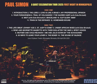 PAUL SIMON / A QUIET CELEBRATION TOUR 2025 FIRST NIGHT IN MINNEAPOLIS (2CDR)