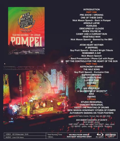 NICK MASON'S SAUCERFUL OF SECRETS / LIVE IN POMPEI 2023  HD MULTICAM EDITION (1BDR)