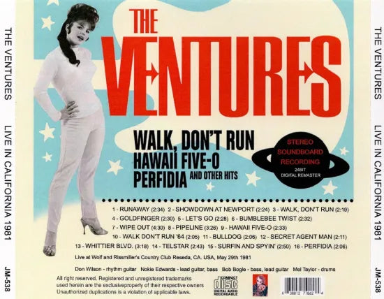 THE VENTURES / LIVE IN CALIFORNIA 1981 STEREO SOUNDBOARD (1CDR)