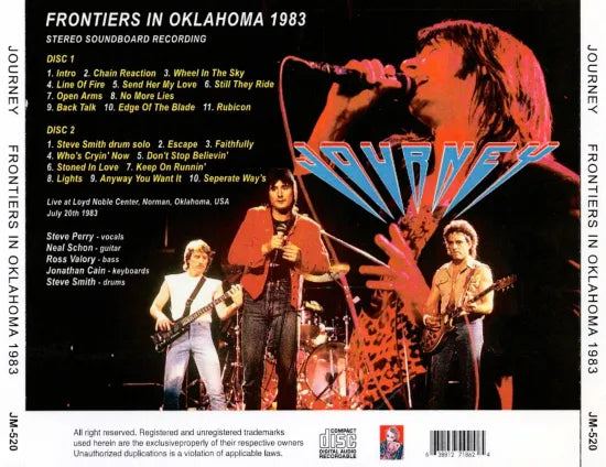 JOURNEY / FRONTIERS IN OKLAHOMA 1983 STEREO SOUNDBOARD (2CDR)