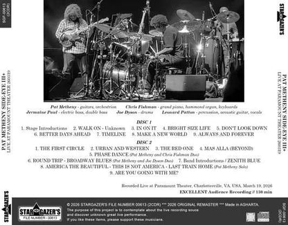 PAT METHENY SIDE-EYE III+ / LIVE AT PARAMOUNT THEATER 260319 (2CDR)