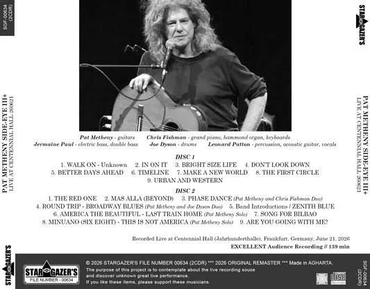 PAT METHENY SIDE-EYE III+ / LIVE AT CENTENNIAL HALL 260621 (2CDR)