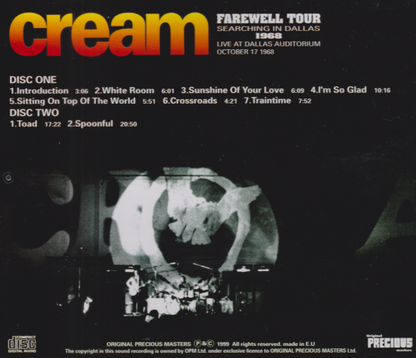 CREAM / FAREWELL TOUR SEARCHING IN DALLAS 1968 (2CD)