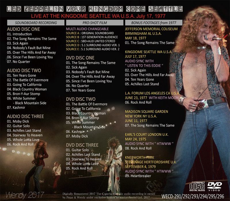 LED ZEPPELIN / YOUR KINGDOM COME SEATTLE 1977 【3CD+3DVD】