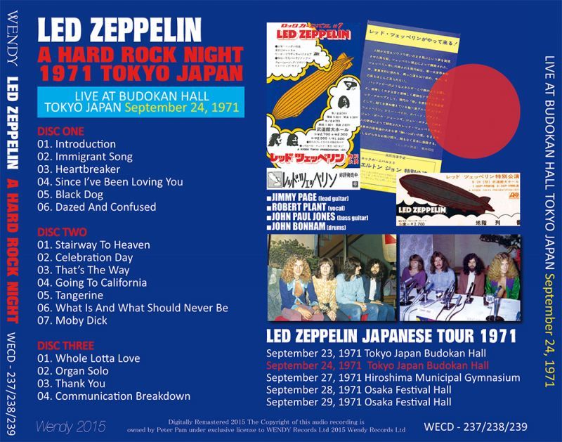 LED ZEPPELIN / A HARD ROCK NIGHT - remaster - 【3CD】