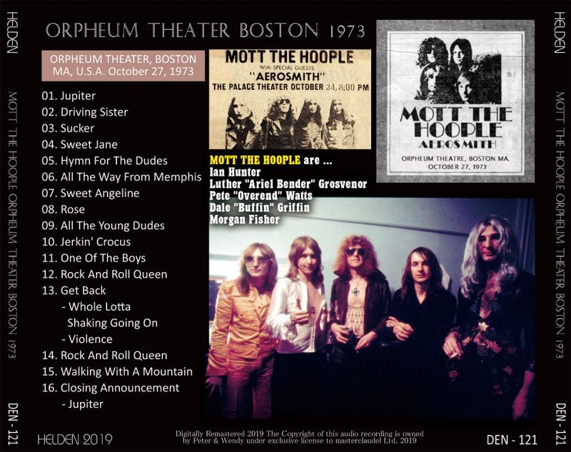 MOTT THE HOOPLE ORPHEUM THEATER BOSTON 1973 �y1CD�z
