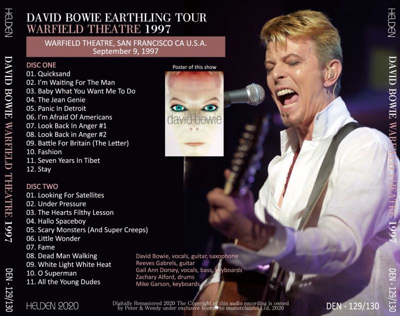 DAVID BOWIE 1997 WARFIELD THEATRE 2CD